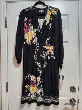 Studio One New York Floral V-Neck Midi Dress NWT Size L